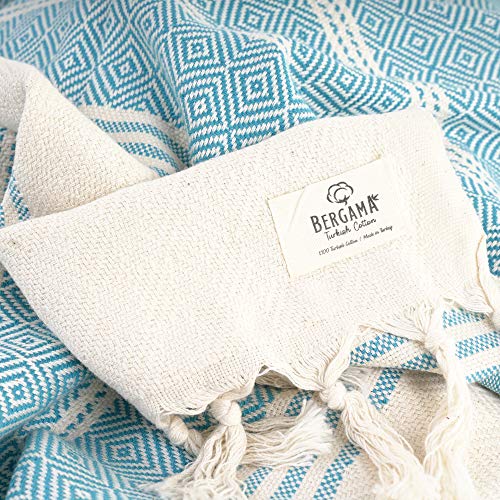 Turkish Beach Towel | 100% Cotton, Prewashed, 38 X 71 Inches | Quick Dry, Sand Free, Lightweight | Large Bath Towel For Beach, Pool, Bathroom, Spa, Gym, Picnic And Yoga Blanket (Aqua Blue) #TOP1