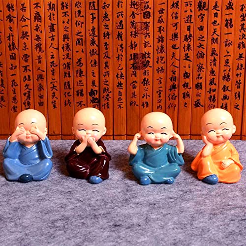 4 Figuras Miniatura Monjes Kung Fu Estatua Buda Decoración miniatura 6