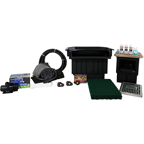 HALF OFF PONDS PondBuilder Elite 6,100 GPH Submersible Pump Pond Kit with 25' x 30' EPDM Rubber Pond Liner for Water Garden & Koi Pond