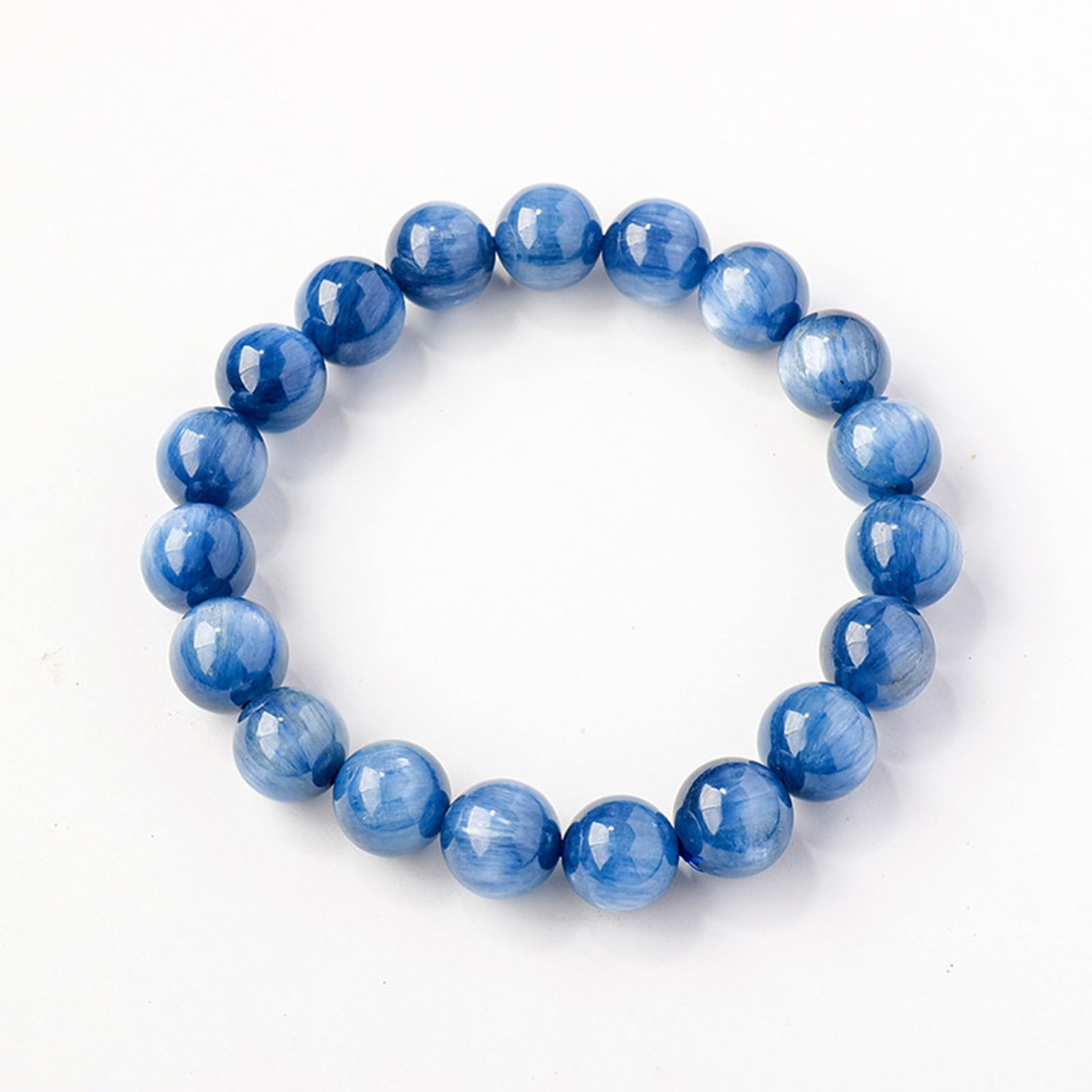 Braccialetto Fatto a Mano in cianite Blu, Pietre preziose Naturali, Perline, Braccialetti Elastici con Perline Rotonde di Cristallo, Braccialetti Yoga, Donne e Uomini,9mm