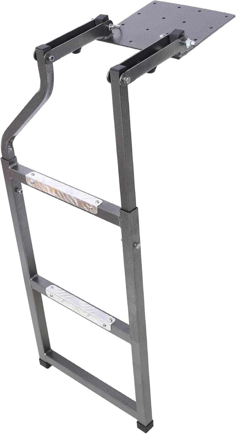 Pickup Truck Tailgate Ladder - Universal Fit, Stainless Steel Self Drilling Hex Screws for Easy Install, Durable Aluminum Step Grip Plates, and Sturdy Rubber Ladder Feet