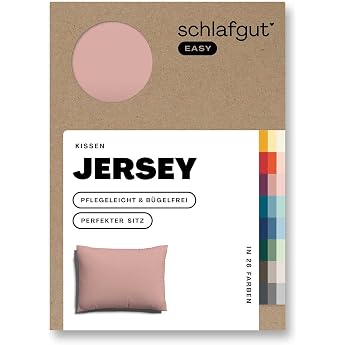 schlafgut Mako Jersey Cushion Cover 40 x 60 cm Purple Mid Mauve - 100% Cotton Pillowcase Non-Iron with Tone-on-tone Zip - Made in Green by Oeko-Tex