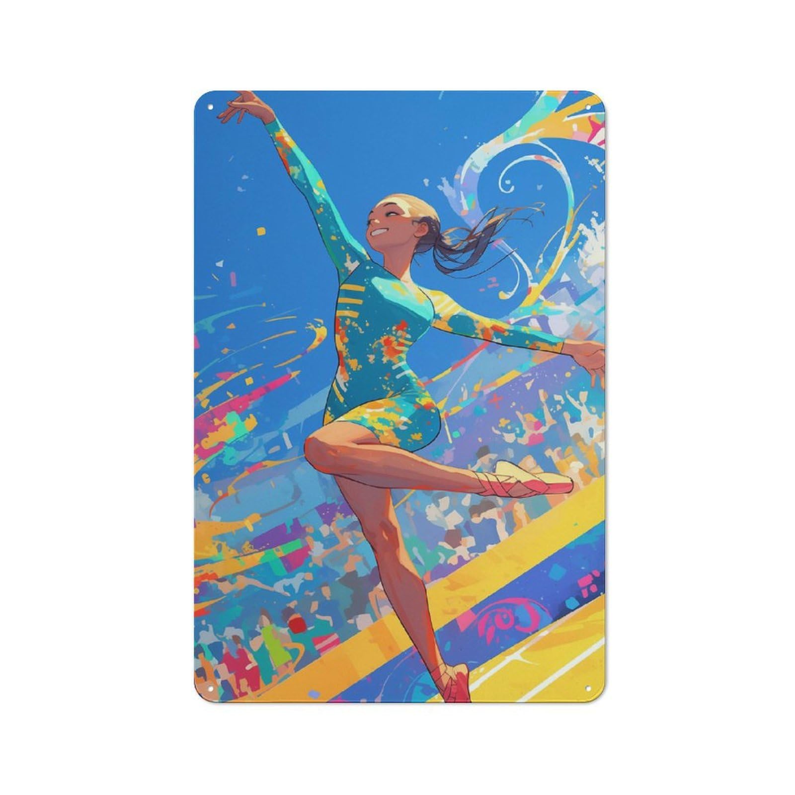 Junmoney Gymnast In Motion Vintage Vintage Metal Sign 30X20cm Featuring Room Wall Plaque For Flat, Dorm Room, Lounge Or Cafe