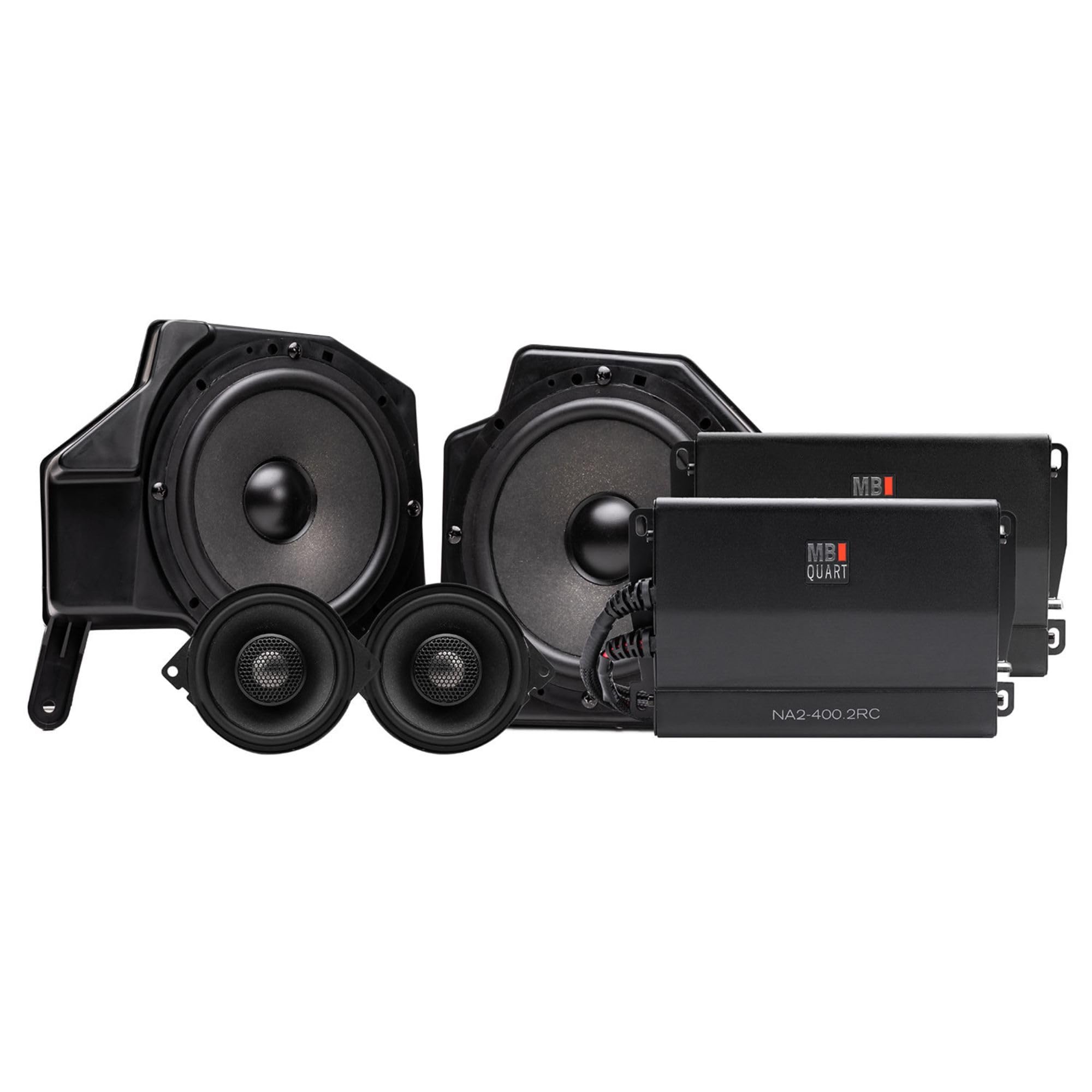 MB Quart MBQJ-STG4AH-1 800W Stage 4 Jeep JL JT Car Audio Upgrade Kit with Amplifier 4-Speaker Set Tweeters