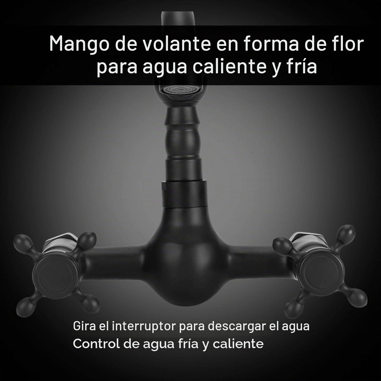 Grifo de Pared Grifo de Cobre para Cocina Grifo de bañera Grifo Mezclador de Agua fría y Caliente de Doble manija Grifo Giratorio de 360 ​​° para baño de Cocina(2)