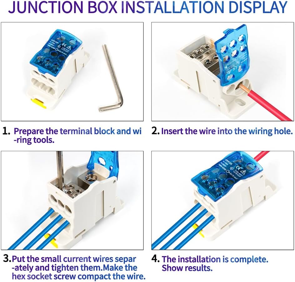 500A 1つで複数配電ボックス Din Rail Terminal Blocksワイヤーコネクタジャンクションボックス防水(5)