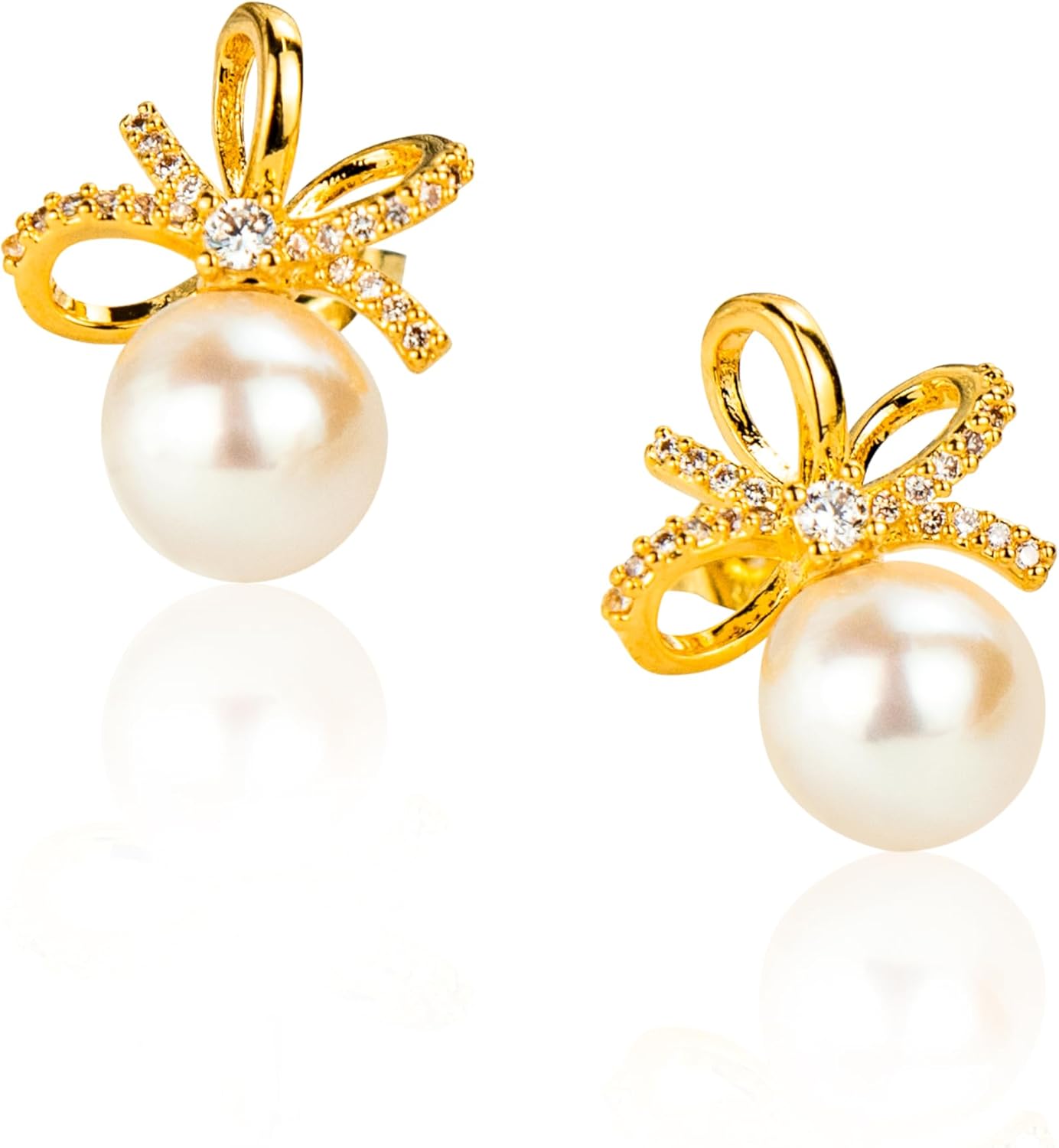 Minimalist Pearl Stud Earrings for Women - Classic 6.5-9mm Freshwater Pearl Earrings in Sterling Silver, Hypoallergenic Everyday Earrings, Office & Professional Jewelry Gift