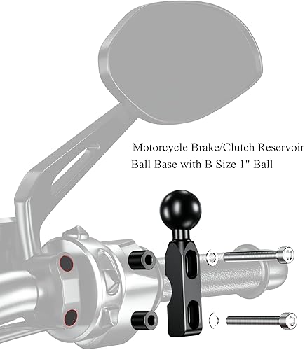 Miniatura 2 de BRCOVAN Base de montaje de aleación de aluminio con bola de TPU de 1 pulgada para depósito de freno de motocicleta/embrague compatible con soportes