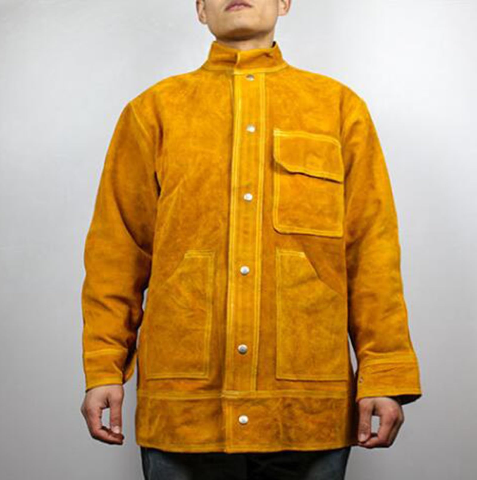 Ropa de Cuero, Abrigo Resistente, Camisas de Soldadura Resistentes al Calor y al Fuego para Hombres con herreros y carpinteros