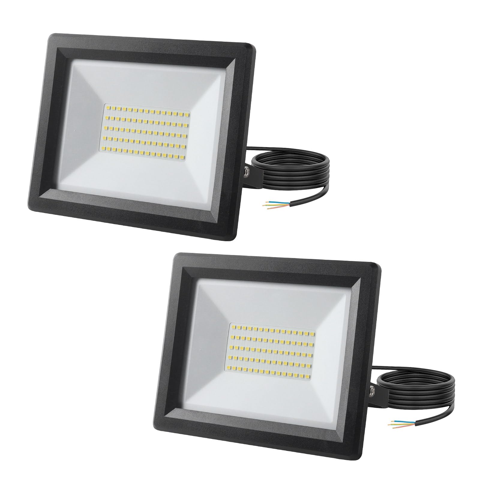 50W Led Floodlight Outdoor, Super Bright 5000 LM LED Security Lights, IP65 Waterproof, 6500K Cool White Outdoor Flood Light with 1.5M Wire for Garages Doorways Garden, 2 Pack [Energy Class F]