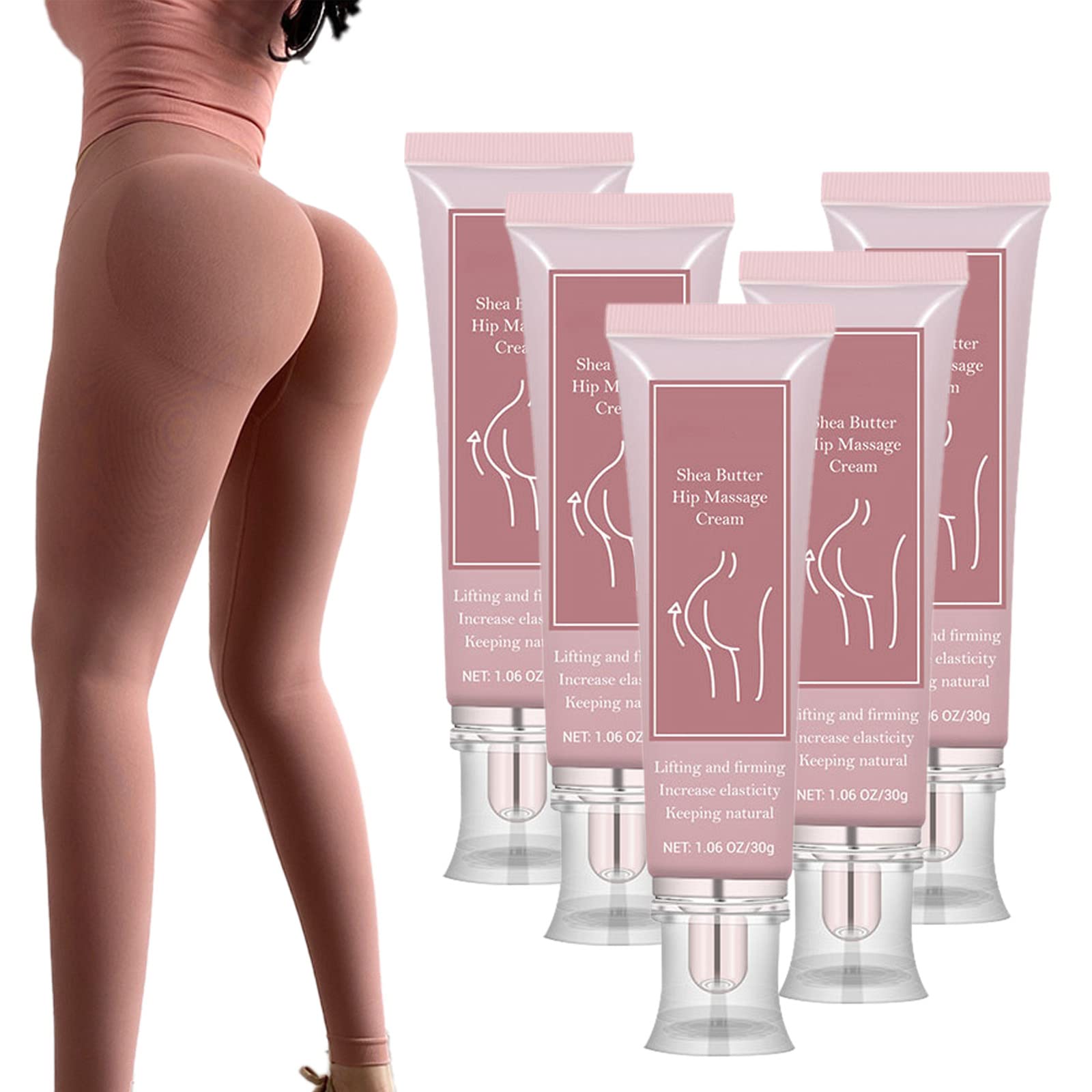 BootyBooty Shea Butter Massage Cream, Hip Lift Up Cream Butt Enhancement Cream, Hip Massage, Ass Bigger Enlargement Hip Lifting, Bigger Buttock Firm Massage Cream for Women (5pcs)