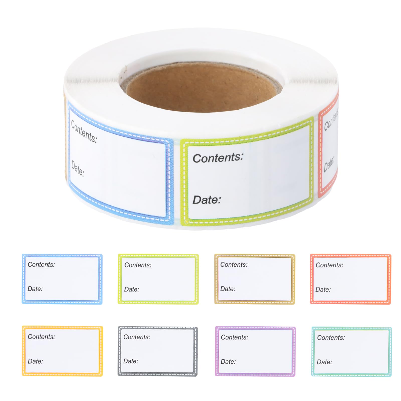 PTJJXA 500 Pcs Freezer Labels, Fridge Food Date Kitchen Sticky Self-Adhesive Waterproof Oil-Resistant Stickers, 40x25mm, 50x30mm, 8 Colors, Easy Peel Off, Ideal for Home Kitchen, Restaurant, Office