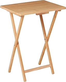Indoor Folding TV Tray Table – Portable, Lightweight, Solid Wood Construction, No Assembly Required, Natural Finish