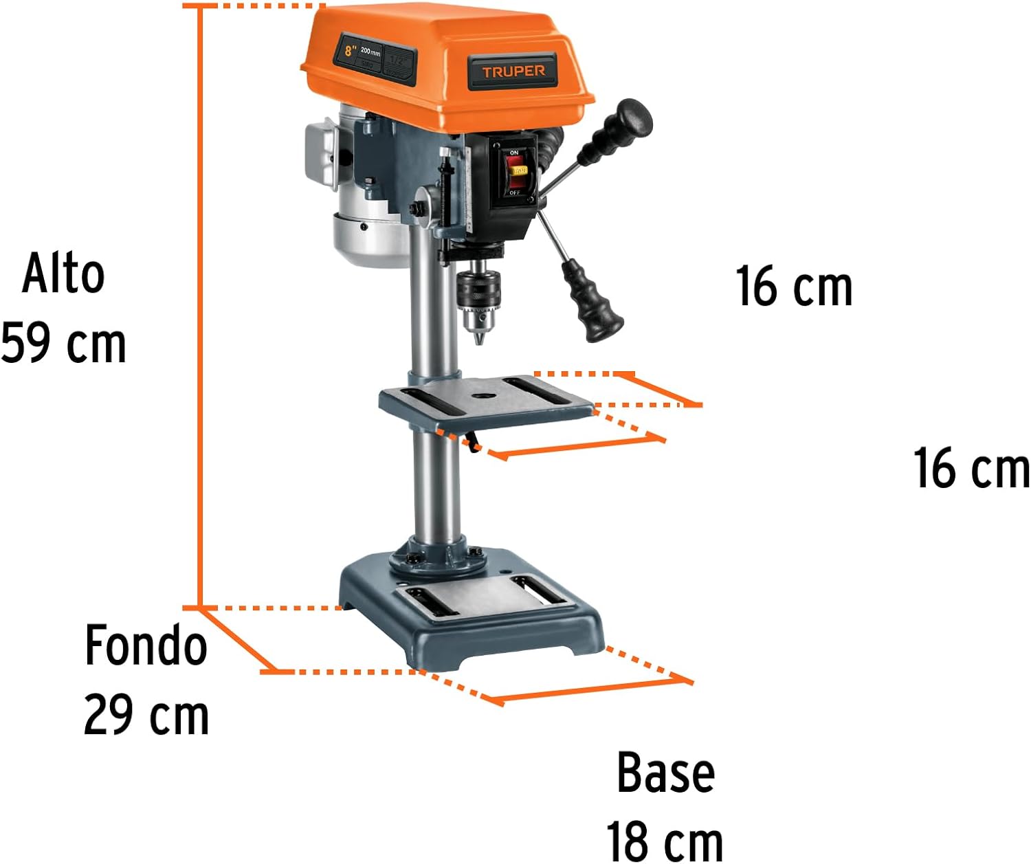 Truper 16174 / TAPI-8-1/2 X 8" Floor Drill Press, 1/3 HP