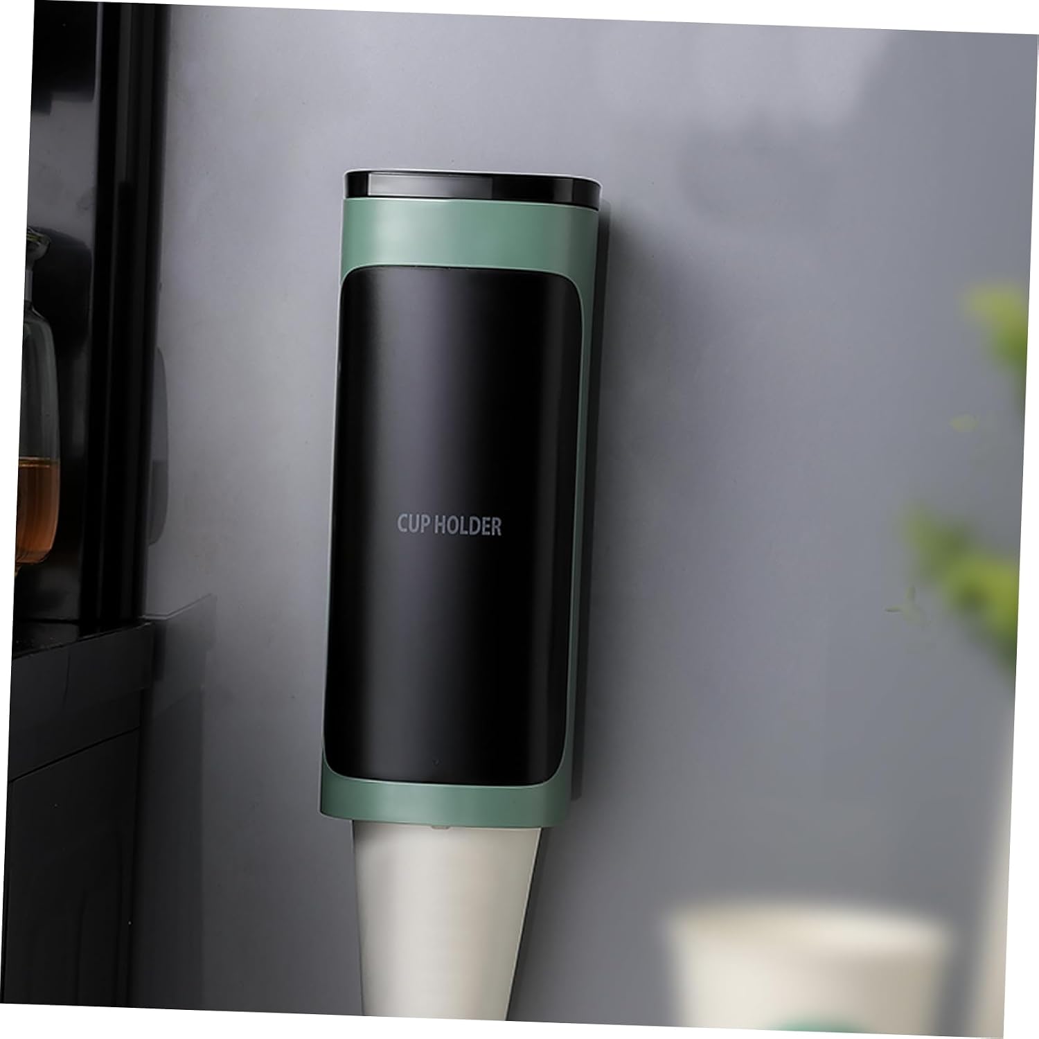 Wall-mounted Cup Dispenser for Paper Cups Easy Installation with Adhesive Stickers Space-saving Storage Rack for Office and Home Use Single Green Holder
