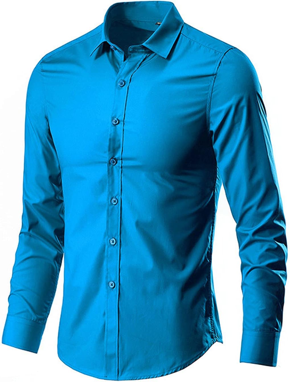 Ymosrh Men's Formal Shirts Long Sleeve Solid Color Slim Fit Button Up Casual Business Dress Shirts, M-5XL
