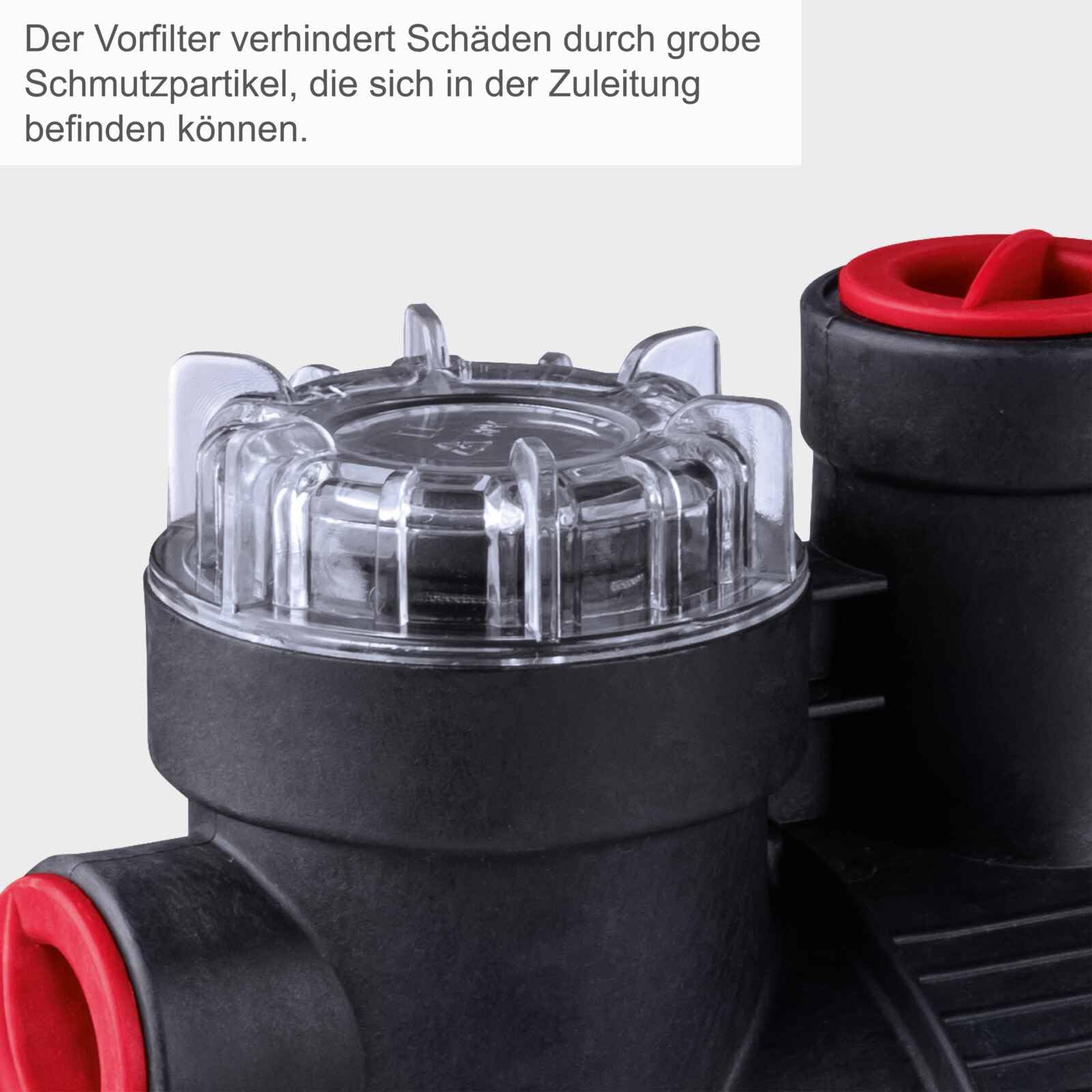 Scheppach Gartenpumpe GP1100JET Hauswasserpume | 1000W - 3800l/h Fördermenge | 3,6 bar Förderdruck | 8m Ansaughöhe - 36m Förderhöhe | inkl. Tragegriff | Brunnenpumpe Bewässerungspumpe Regenwasser