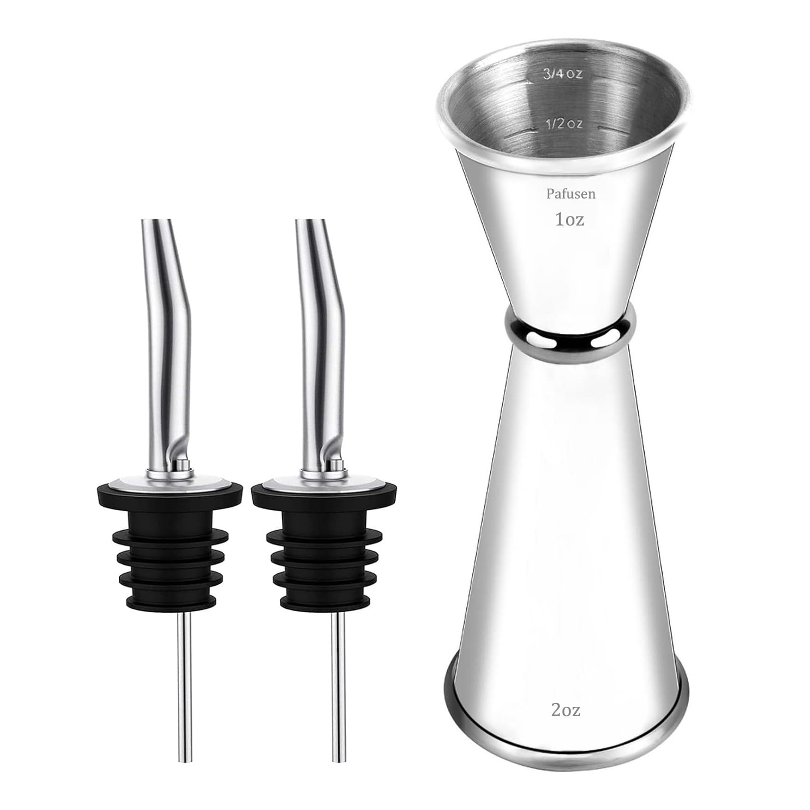 Pafusen Barkeeper Jigger – 57 Ml & 28 Ml, Edelstahl 304, Mit Innen-Skala & 2 Ausgießern