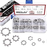 Hilitchi 300-Pcs [8-Size] 304 Stainless Steel External Tooth Star Lock Washers Assortment Set - Size Included: M2 M3 M4 M5 M6 M8 M10 M12