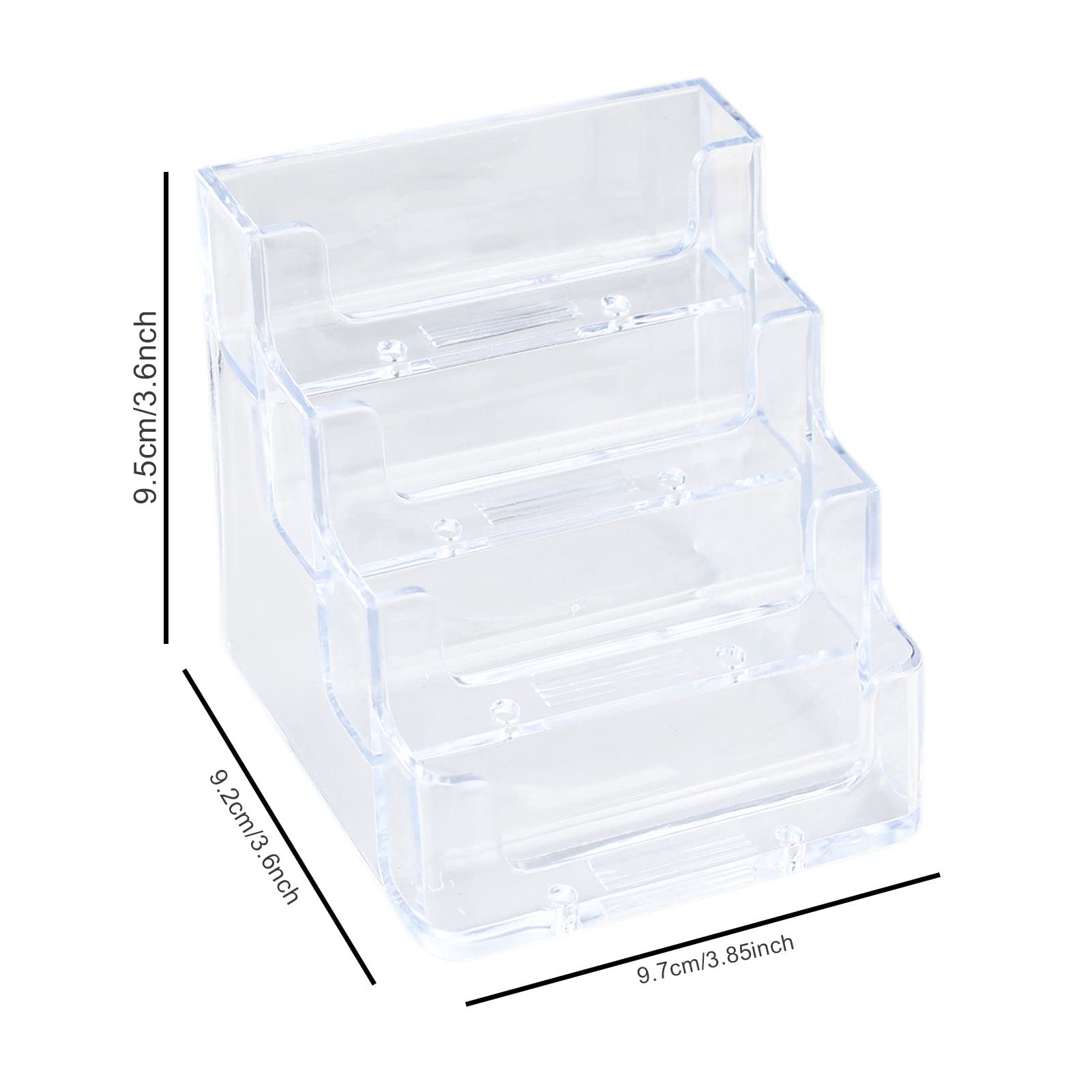 2 Piezas soporte tarjetas visita, Soportes para Tarjetas, Titulares de Tarjetas de Negocios Tarjetero de Acrílico Transparente, 4 Compartimentos