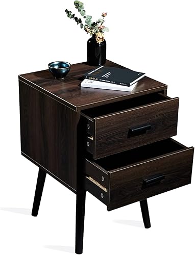 Miniatura 6 de Tianlang Mesita de noche con 2 cajones de almacenamiento, juego de 2 mesas de noche industriales, mesa auxiliar para dormitorio, sala de estar,