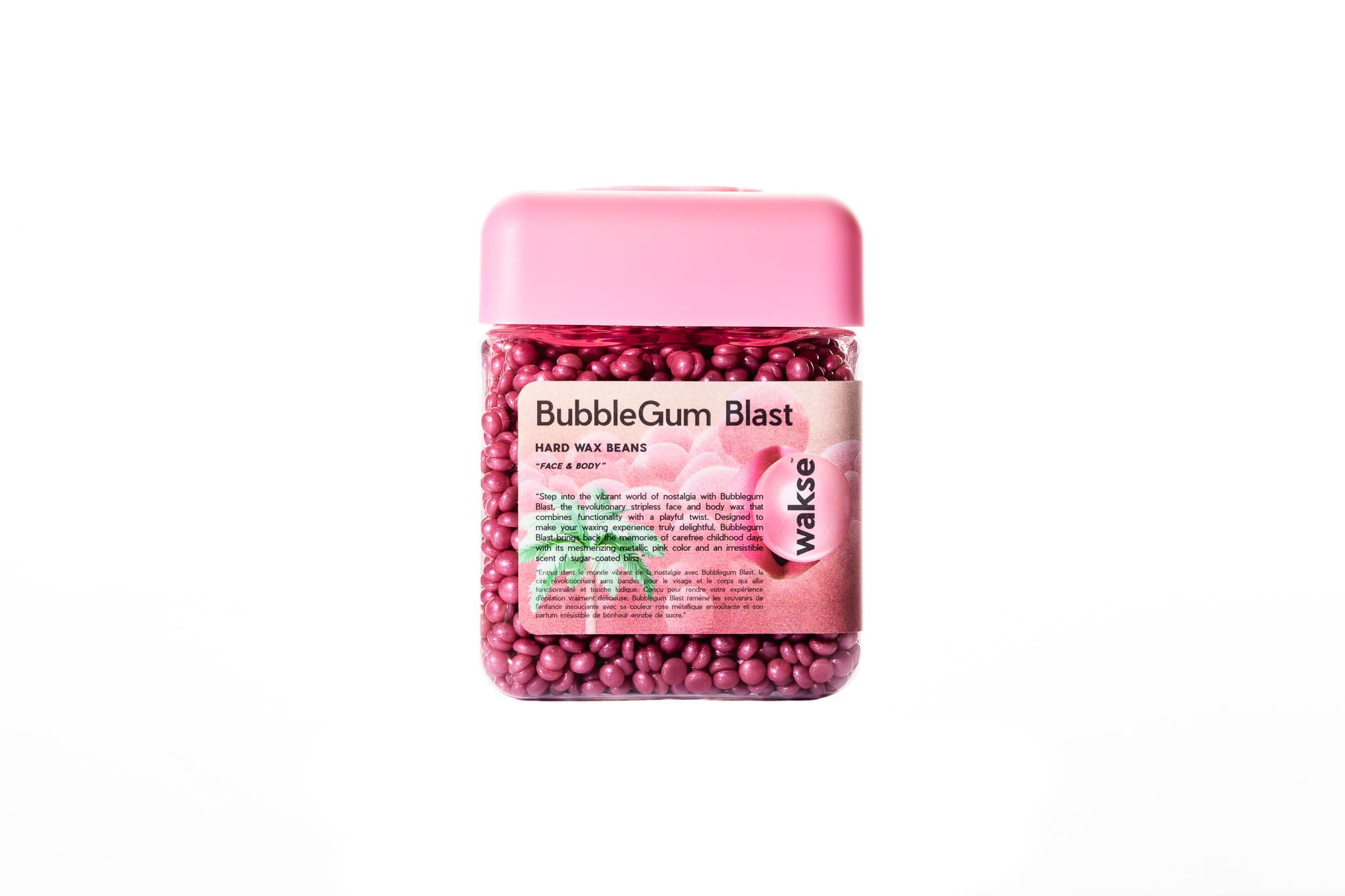 wakse Bubble Gum Blast Hard Wax Beans, 12.8oz, Pink, For Face and Body Hair Removal