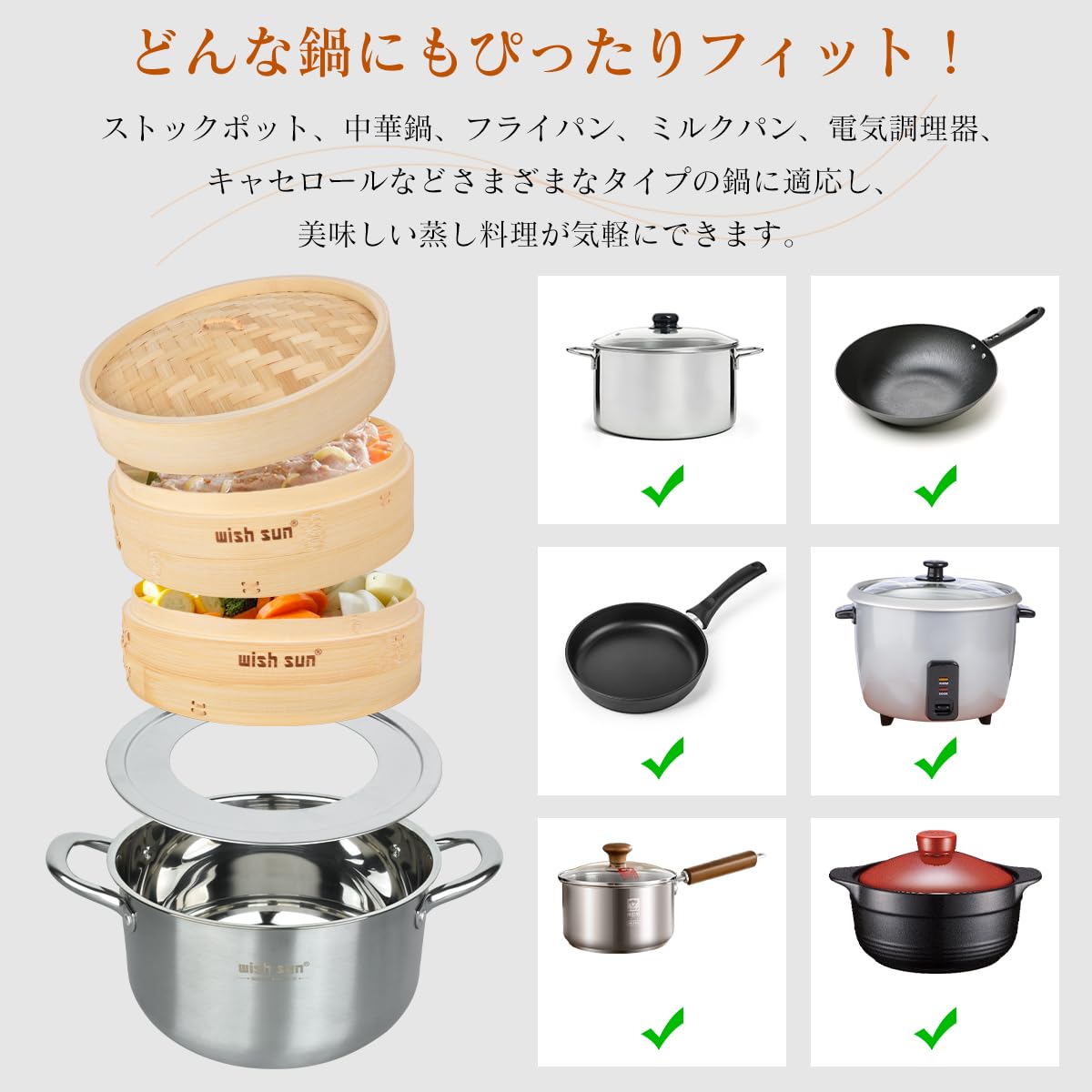 Amazon | WISH SUN せいろ用蒸し板 ステンレス製 25cm | せいろ用受け
