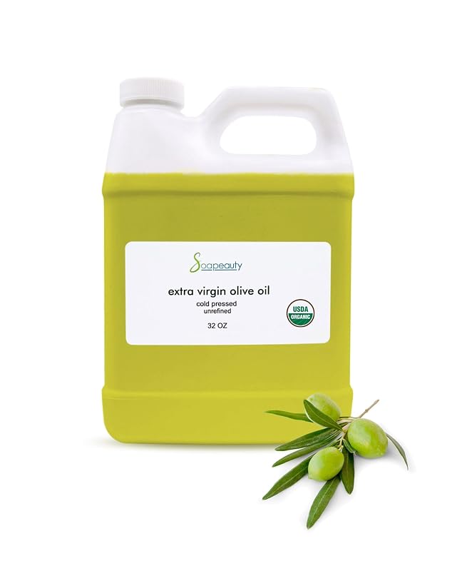 Soapeauty Óleo de Oliva Extra Virgem Orgânico, Não Refinado e Prensado a Frio para Pele, Cabelo, Sabonetes e Óleos Essenciais, 946 mL