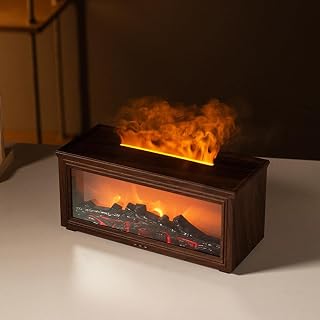 Eseential Oil Diffuser, Fireplace Flame Air Diffuser Humidifier, Aromatherapy Aroma Humidifier, Upgrade 7 Flame Colors Noiseless Remote Control, 3 Gears Timer Shutdown for Home, Bedroom, Office,Yoga