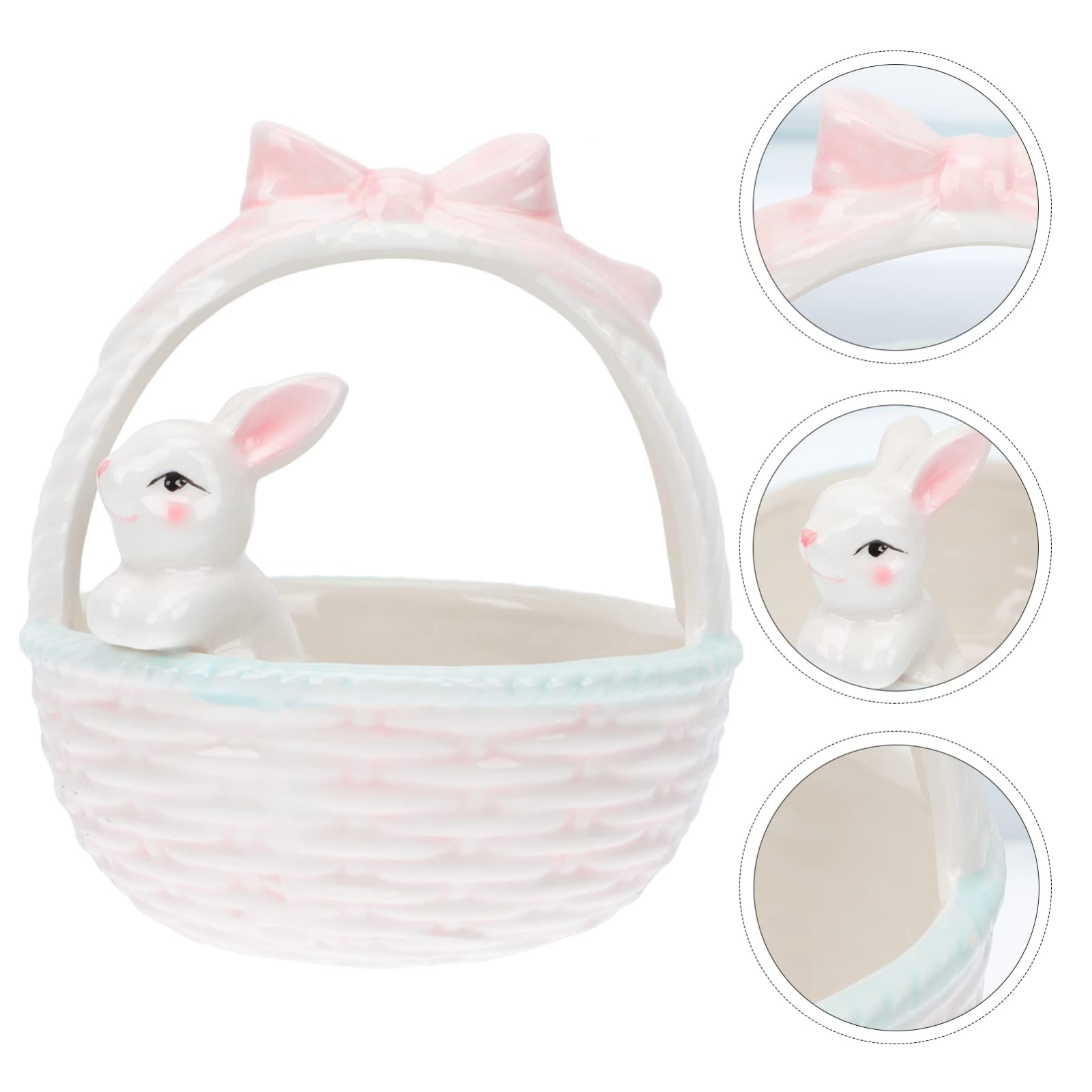 Cabilock Decorazione Pasquale A Forma Di Coniglietto Cestino in Ceramica Realistico Per La Gioia Dei Bambini E Delle Bambine Ornamenti Da Tavolo