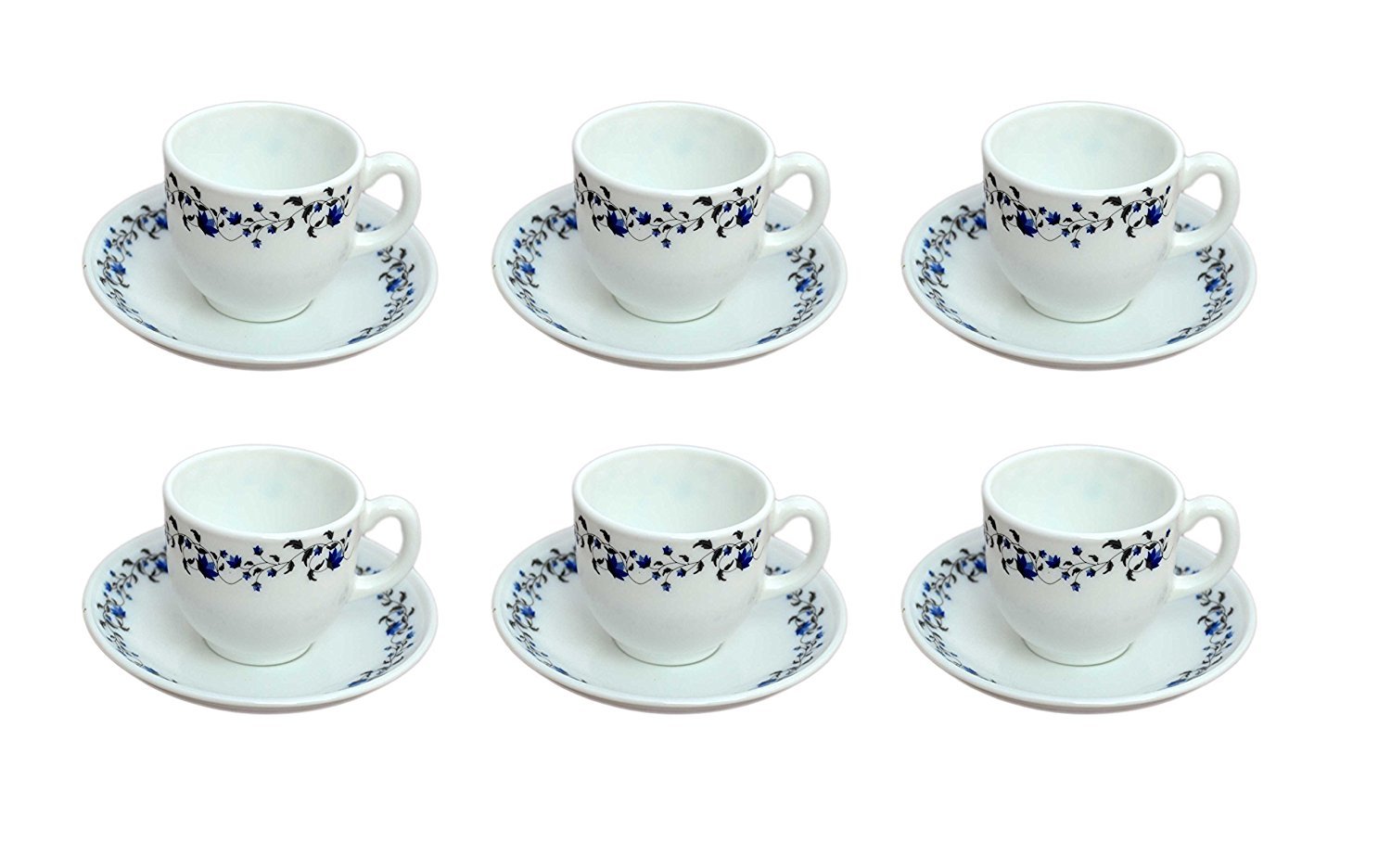 Buy Cello Dealsure Opalware Tea and Coffee Cup and Saucers Set of 6