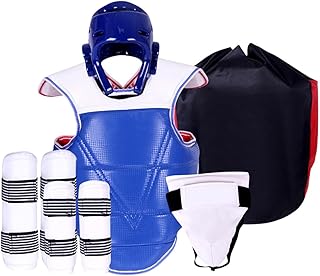 Lot de 5 équipements de Protection pour Taekwondo, équipement de karaté, équipement de, Ensemble Professionnel rembourré et réglable,