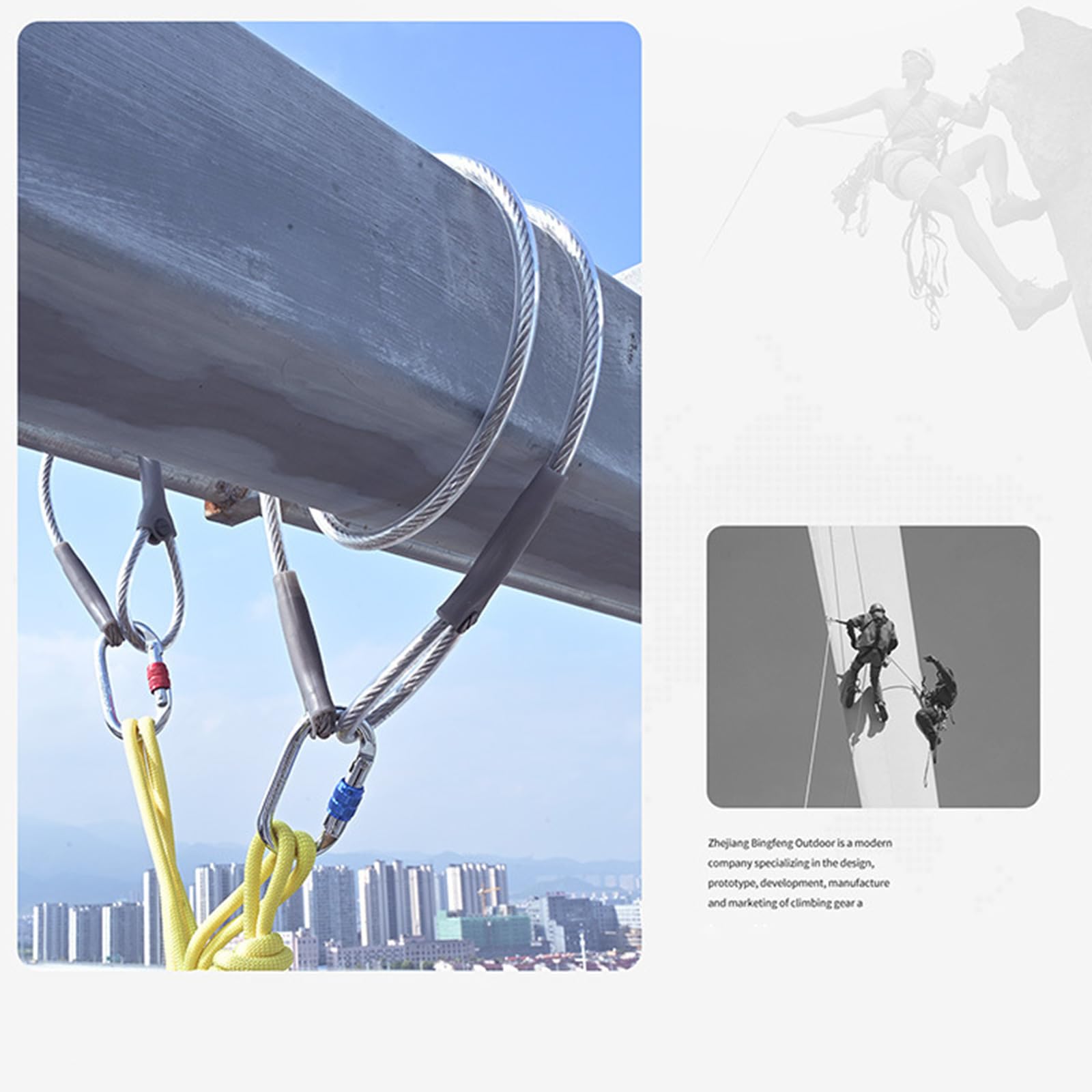Cuerda resistente a la tracción, punto de anclaje de trabajo para grandes alturas, equipo de escalada de seguridad resistente, punto de trabajo para grandes alturas