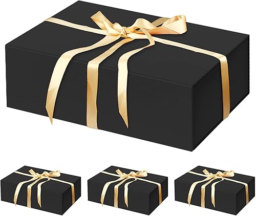 HavrePac Paquete de 4 cajas de regalo grandes de 13.8 x 9 x 4.3 pulgadas, cajas de regalo de lujo con tapas, caja de regalo con cierre magnético