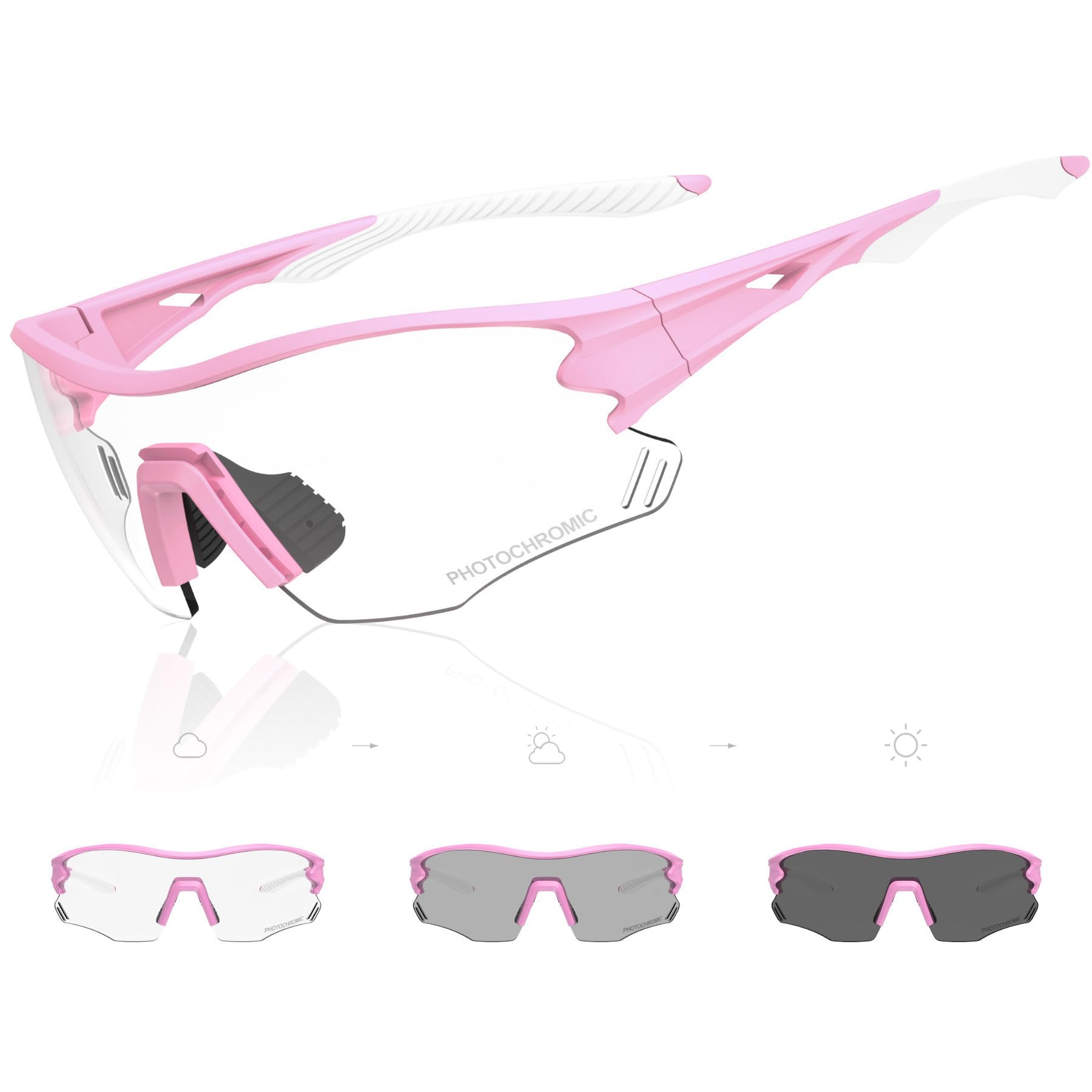 X-TIGER Photochromatische Selbsttönend Fahrradbrille Herren Damen UV400 Schutz Sportbrille Transprante Sonnenbrille Mtb Outdoorsport