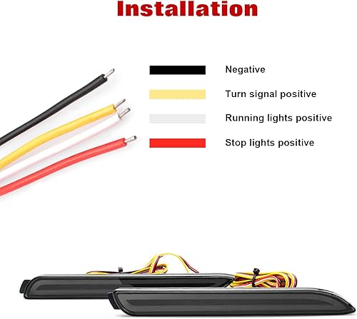Miniatura 6 de Xotic Tech Reflectores de parachoques trasero con lente ahumada, lámparas LED de luz trasera de freno de escaneo, conducción secuencial señal de