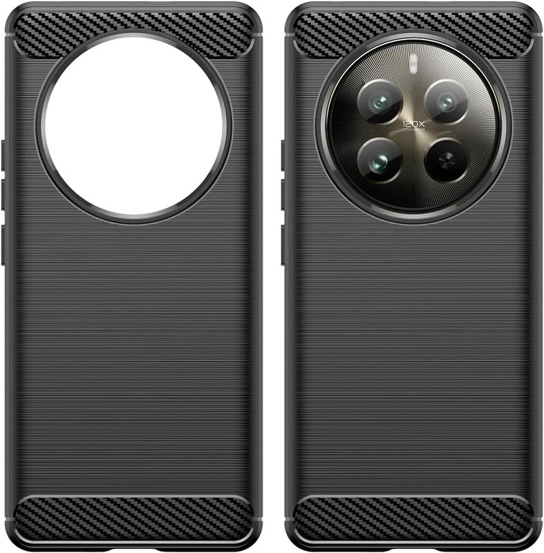 Image of NPRC Hybrid Ultra Slim Protective Case TPU Non-Slip Carbon Fiber Texture Shockproof Case Cover for Realme 12 Pro Plus - Black