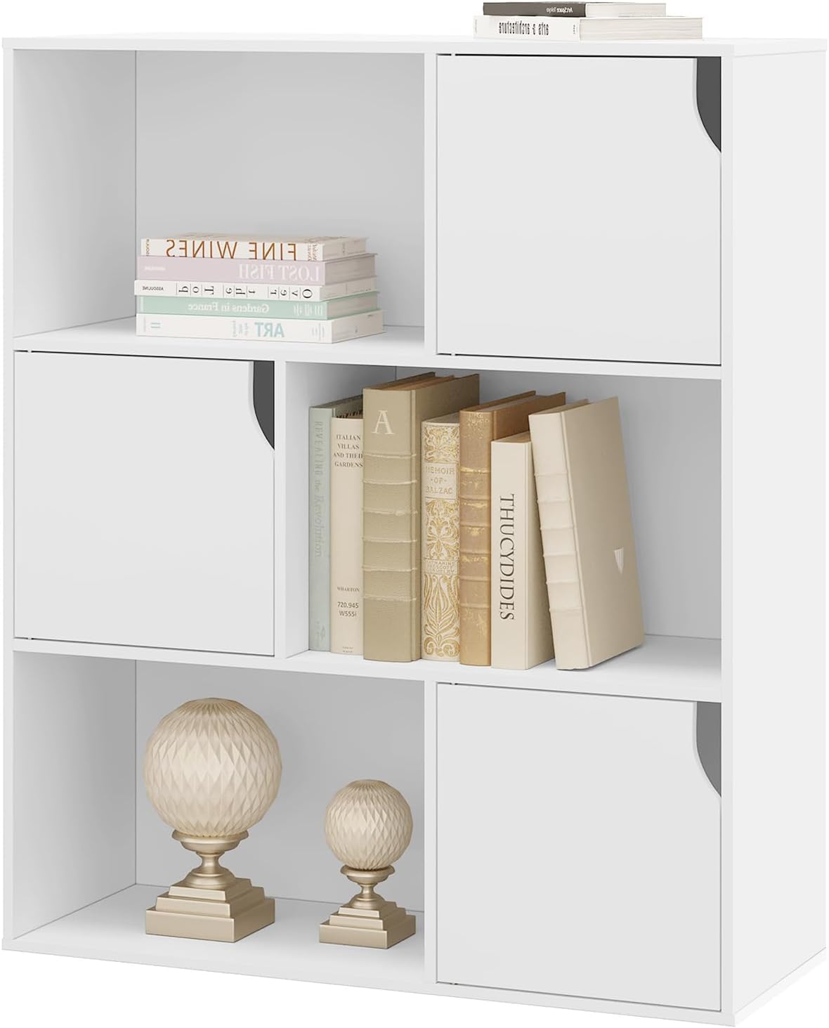 eSituro Bücherregal Standregal mit 3 Türen und 9 Fächern Würfelregal Kinder Büroregal freistehend Aufbewahrungsregal für Wohnzimmer Schlafzimmer