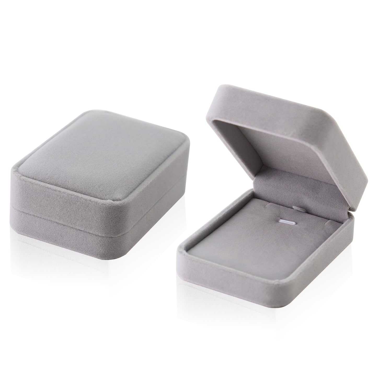 2Pcs Jewellery Gift Boxes, 10x7x3.8cm Necklace Gift Boxes with Lid Velvet Pendant Gift Box for Birthday Anniversary Presents Christmas Boxes (Grey)