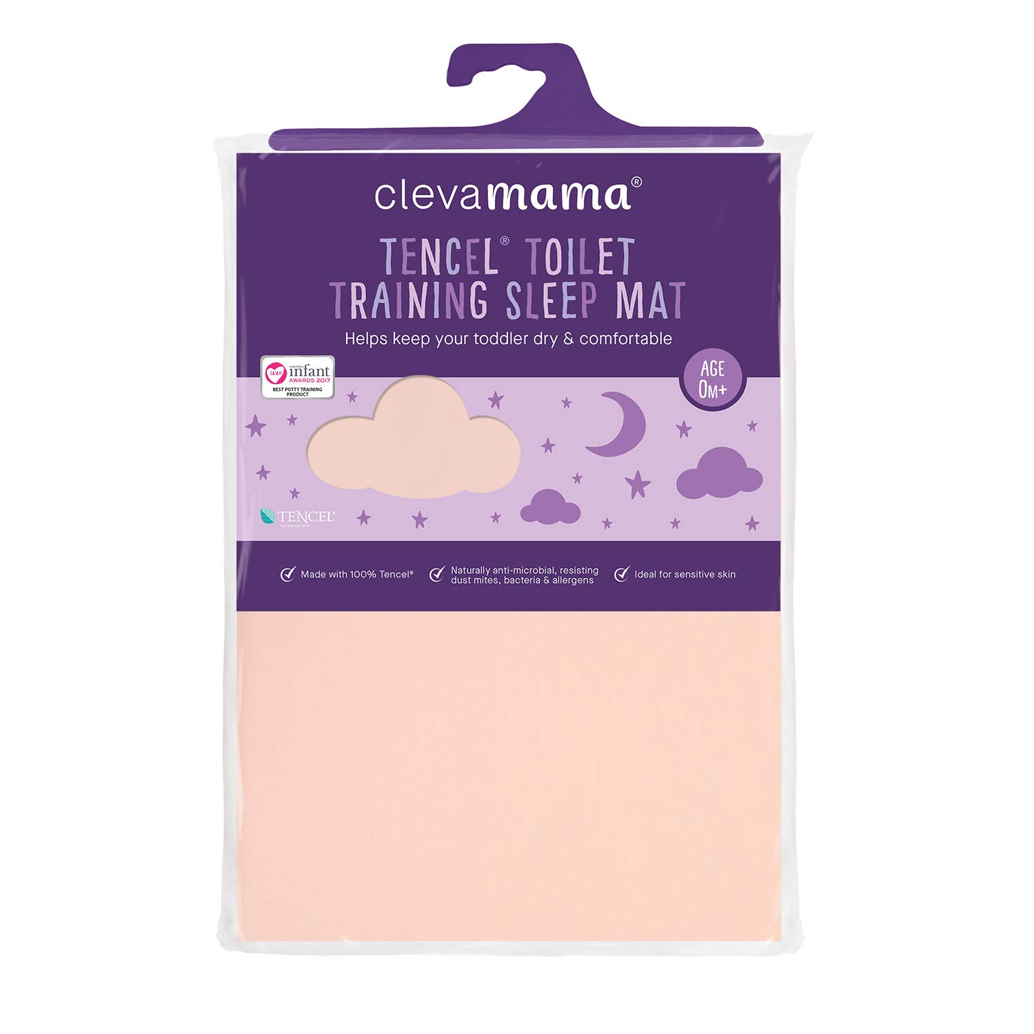 ClevaMama Toilet Training Sleep Mat, Waterproof Bed Protector 70cm x 90 cm Pink, White, 70x90cm