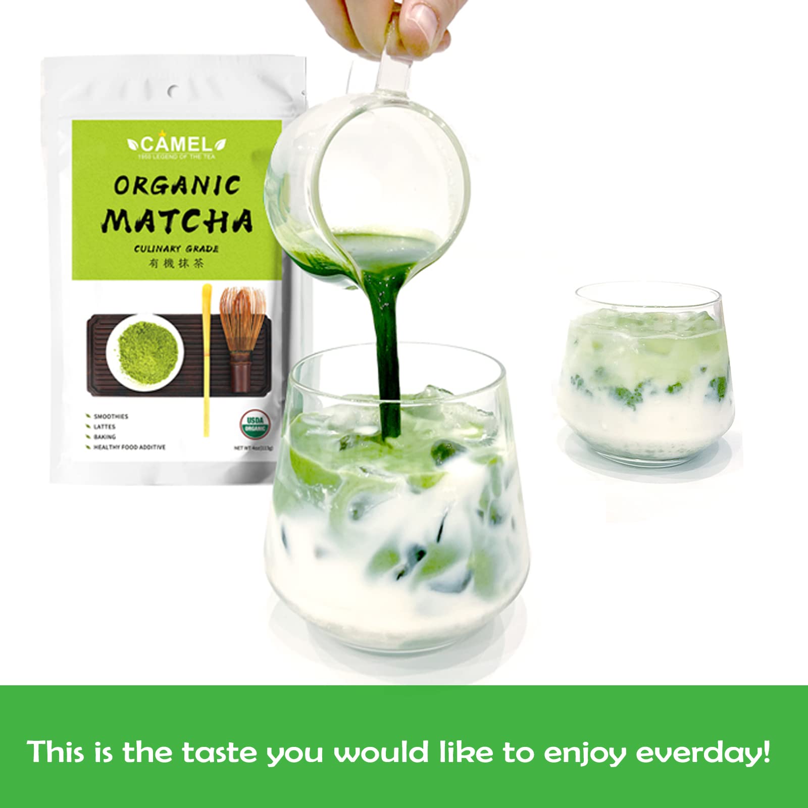 CAMEL Certified Organic Matcha Green Tea Powder Matcha Culinary Grade 4 oz First Harvest Pure Matcha Powder Unsweetened — view 6