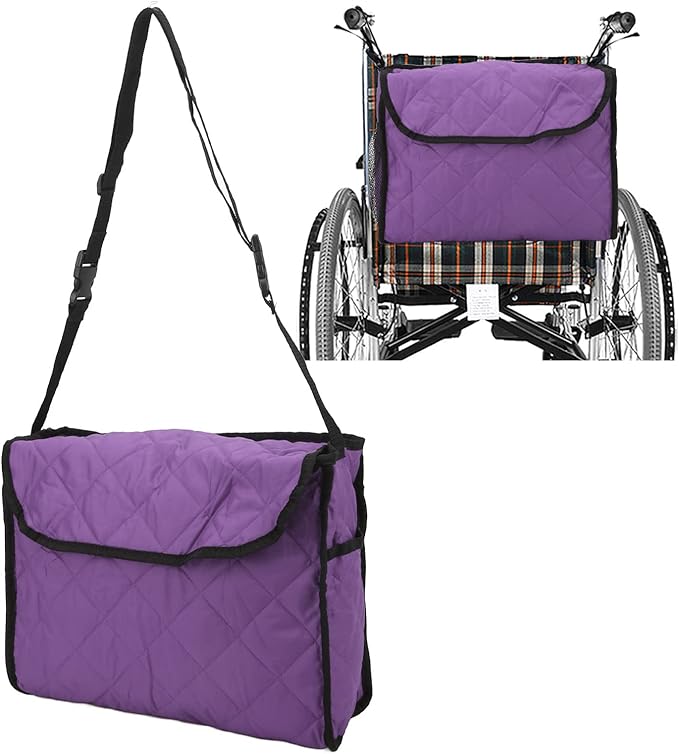 Wheelchair Bag, Quilted Cotton Wheelchair Pouch Backpack, Rolling