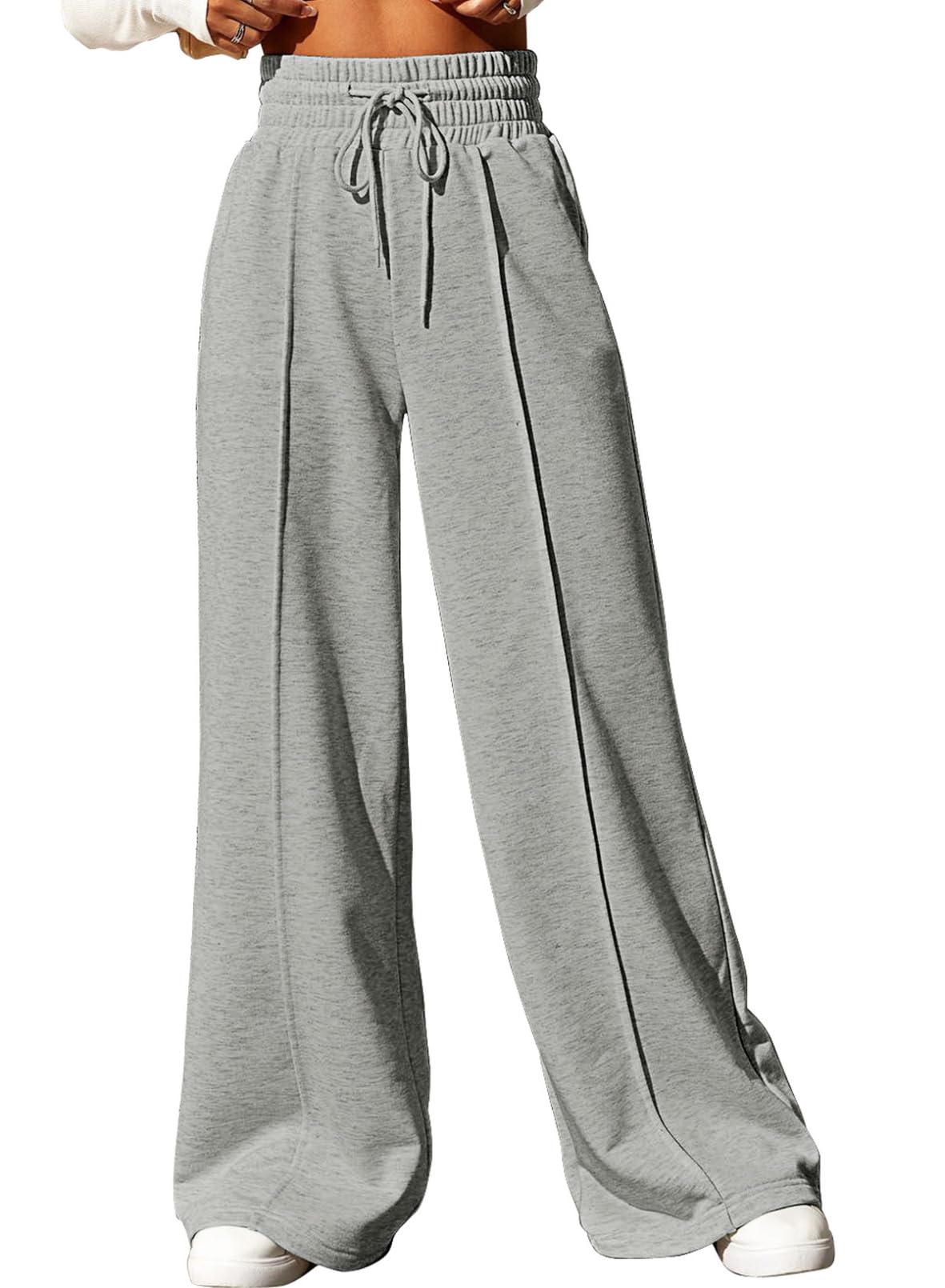 Womens High Waisted Baggy Drawstring Sweatpants Casual Wide Leg Pants Long Trouser Slacks with Pockets