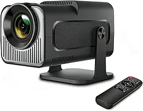 Projetor Portátil Android 11 TV HY320 Mini, Wi-Fi 6 e Bluetooth 5.0, Suporte 4K H.265, 720P Nativa, 200 LM, Correção Automática, AirPlay/Miracast, Projeção 180°, Alto-Falante e Controle Remoto