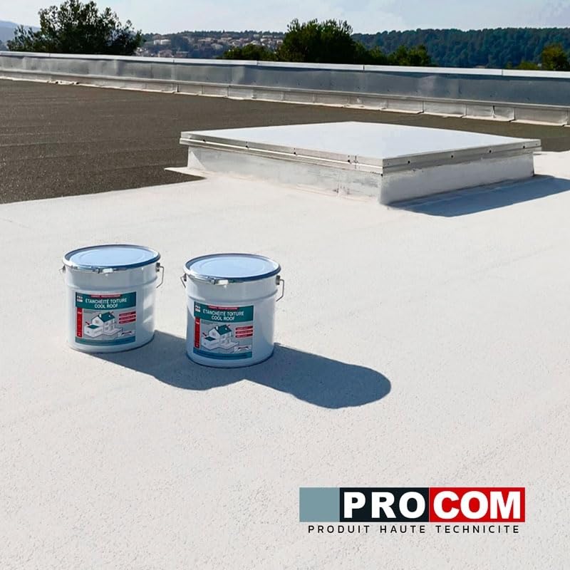 PRO COM Cool roof - Peinture toiture anti chaleur, peinture blanche réfléchissante 10 litres