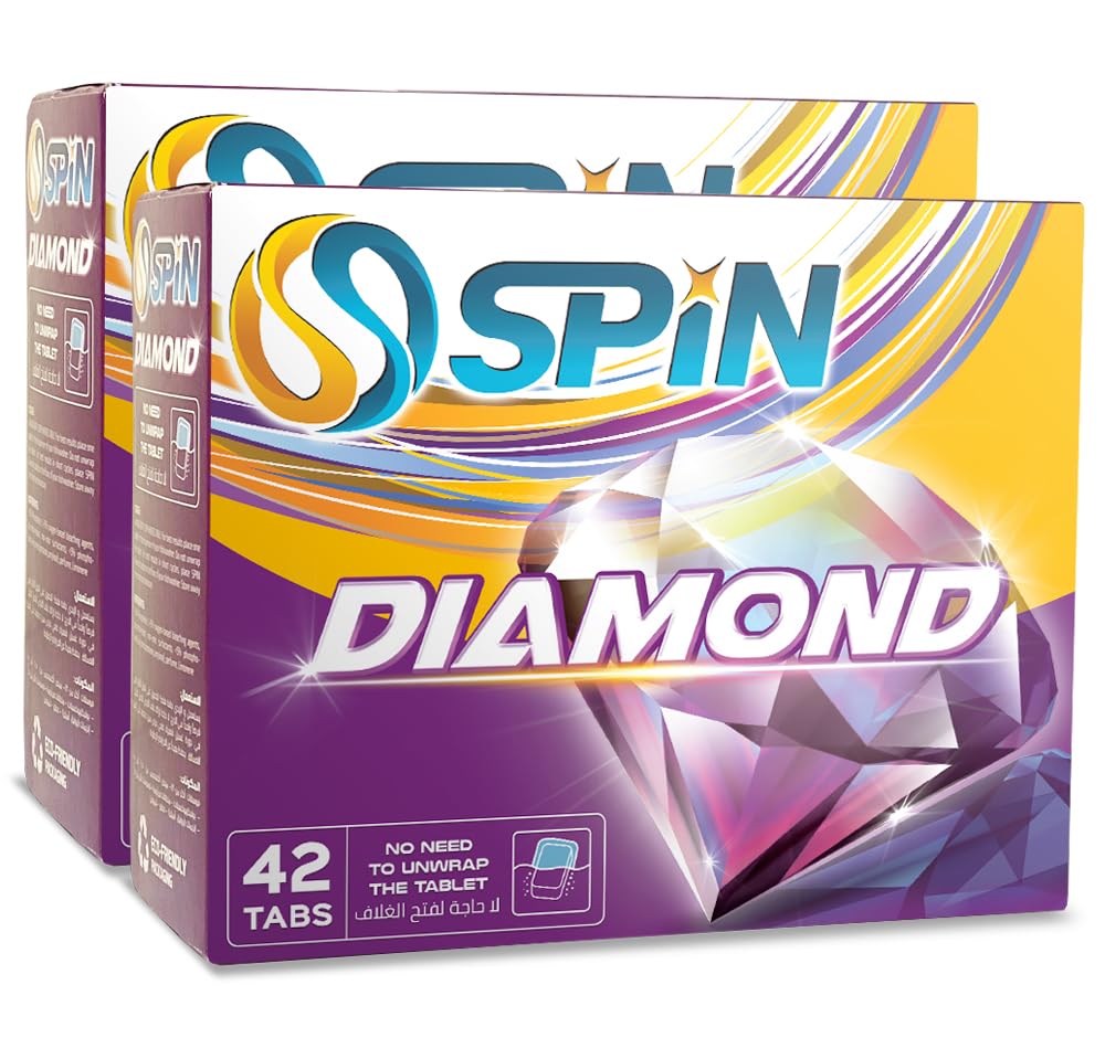 SPIN DIAMOND Dishwasher Detergent Tablets, 84 TABS (2 x 42 Tablets), Extra Power/Extra Shine