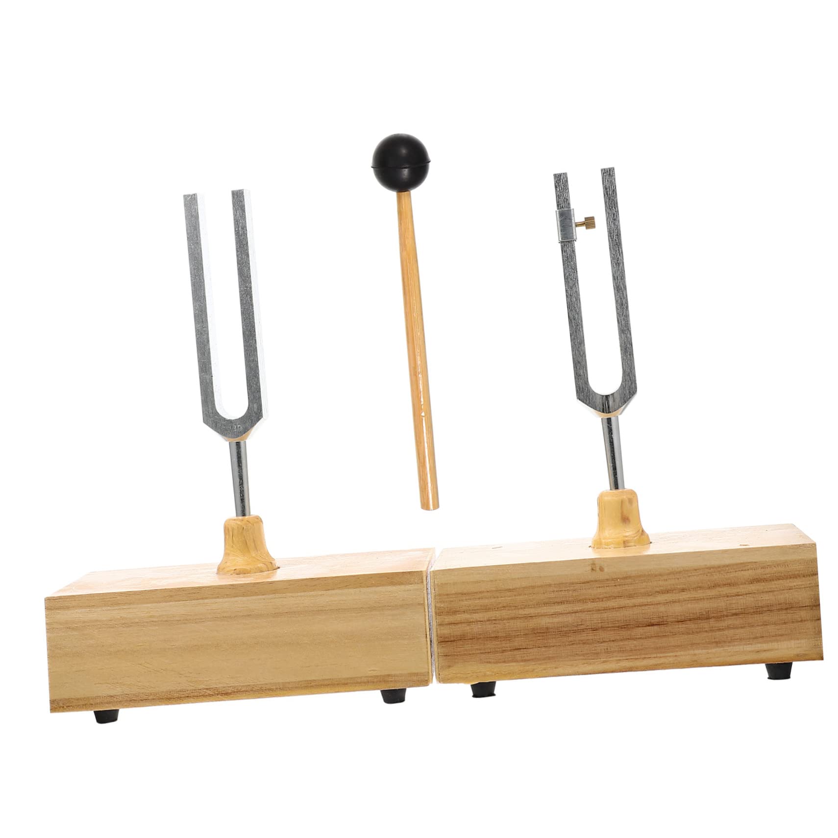VICASKY Stimmgabel für Musikinstrumente 440hz Experimentierinstrument aus Metall und Holz mit Hammer und Holzsockel für Physikunterricht
