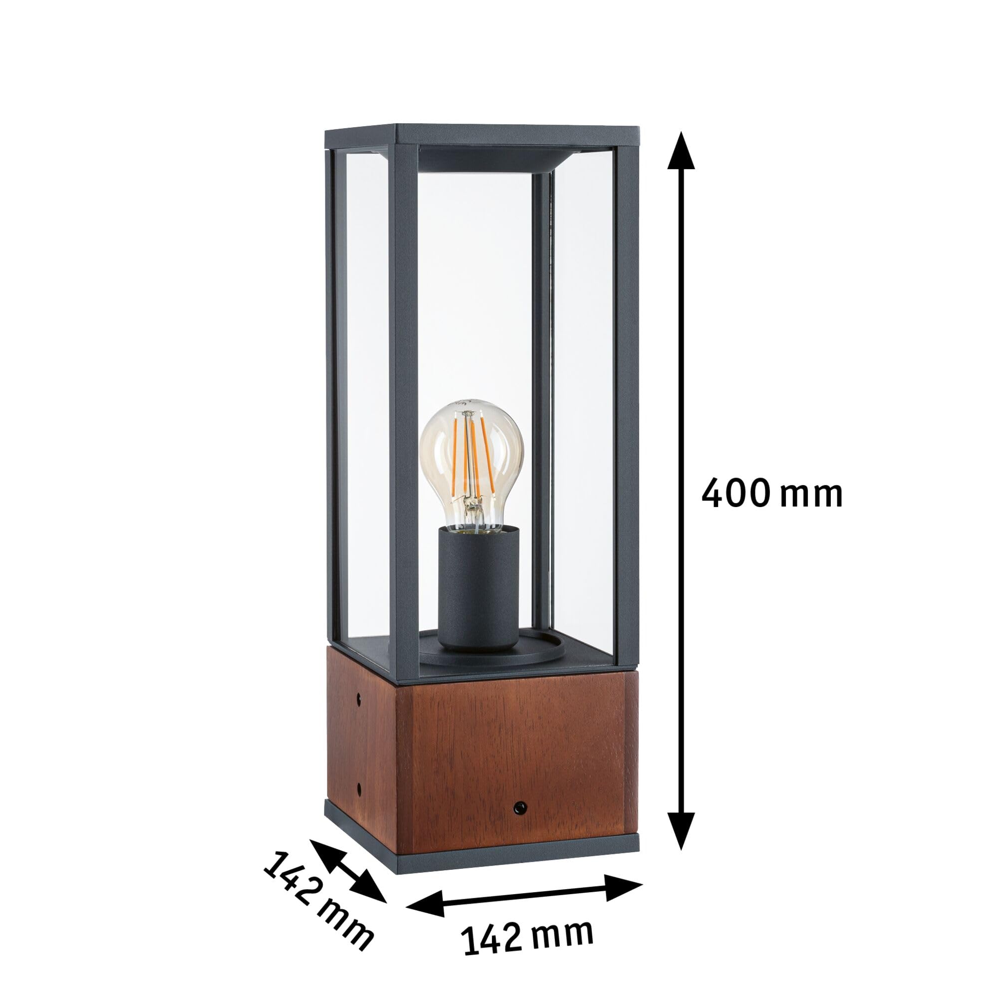 Paulmann 94675 Lampada LED per esterni oggetto luminoso Timba IP44 400mm paletto d’illuminazione senza lampadina angolare max. 60 W Outdoor legno E27