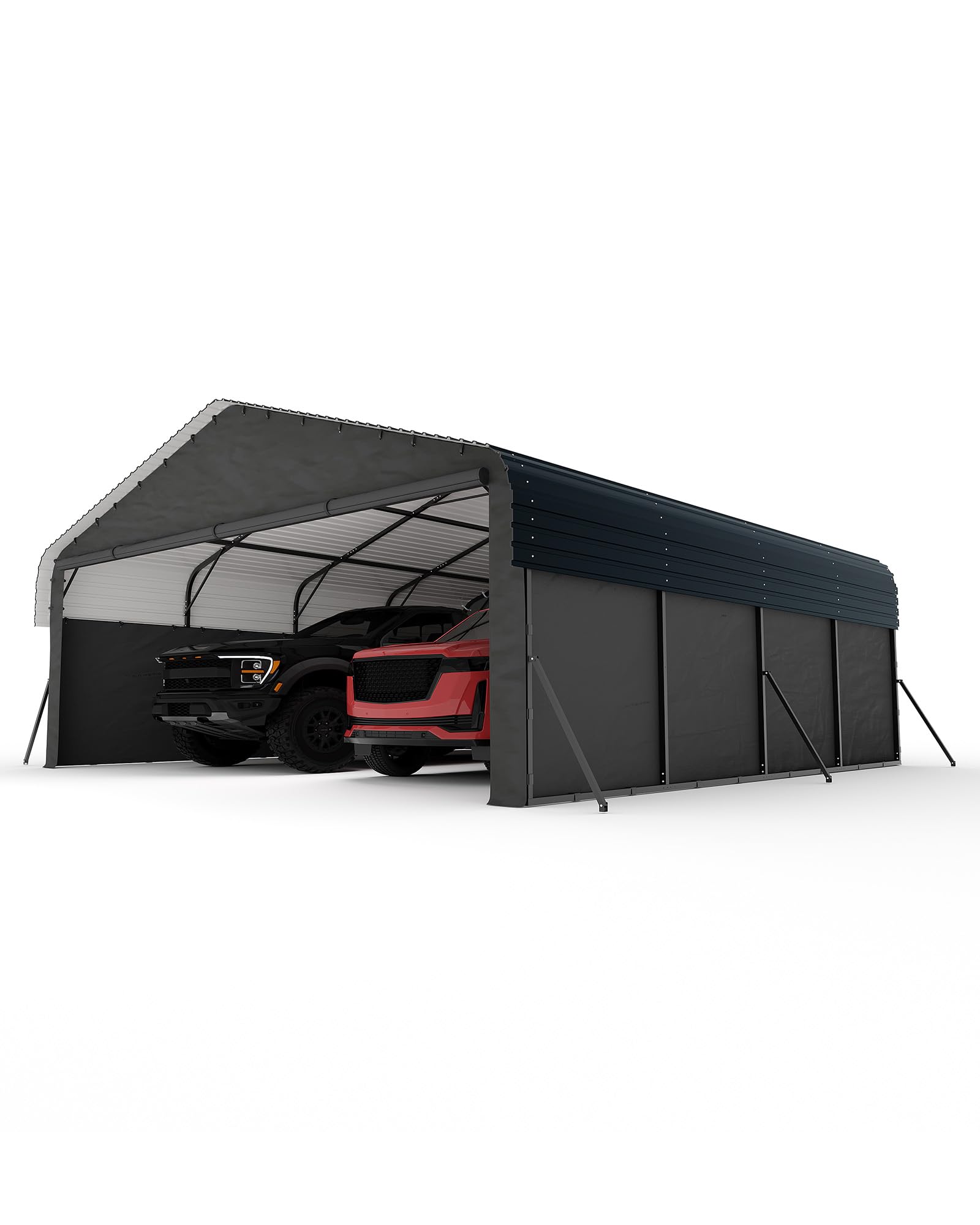 Photo 1 of GarveeLife 20 ft x20 ft x13 ft Enclosed Metal Carport for 2 Cars, Heavy Duty Steel Frame for All Weather, Permanent Shelter for Boats, Full-Sized Pickup Trucks, and Tractors, N.W. 1,000 LBS