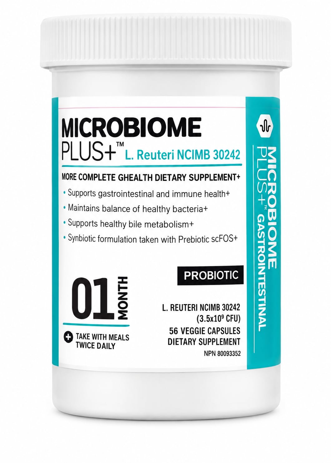 Microbiome Plus Gastrointestinal Probiotics L Reuteri NCIMB 30242 GI Verdauungsergänzungsmittel Kapsel, Allergy Safe & Gluten frei für Männer und Frauen (1 Monat Versorgung)